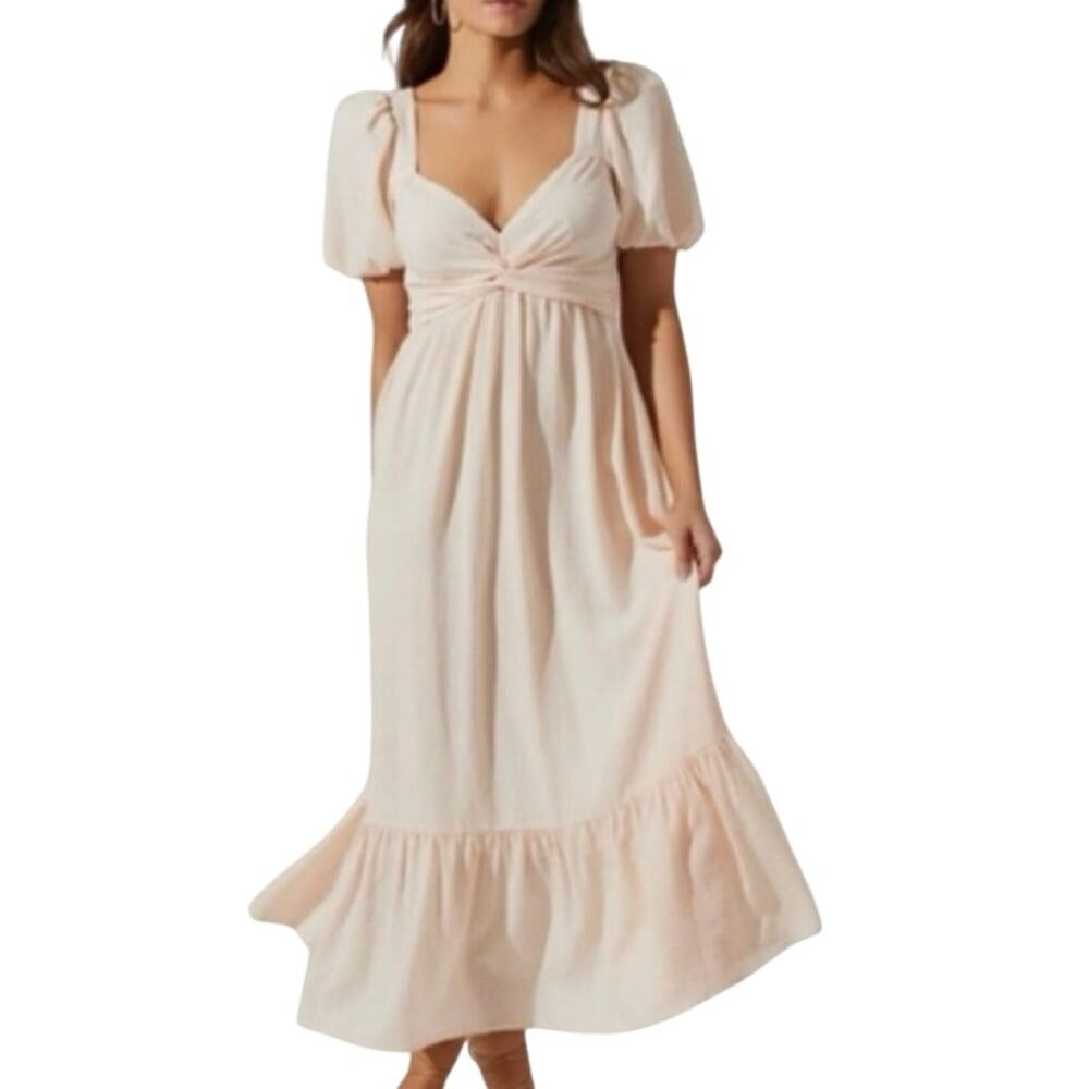 ASTR Puff Sleeve Midi Dress Medium